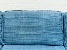 Load image into Gallery viewer, Blue Rolled Arm Vintage Sofa