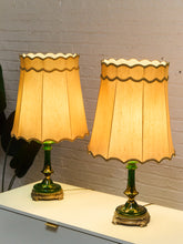 Load image into Gallery viewer, Hollywood Regency Pair of Green Lamps