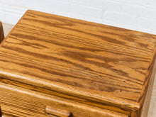 Load image into Gallery viewer, Vintage Oak BoHo Nightstands Pair