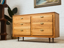 Load image into Gallery viewer, 6 Drawer Oak Vintage Dresser