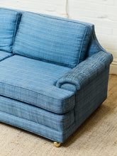 Load image into Gallery viewer, Blue Rolled Arm Vintage Sofa