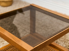 Load image into Gallery viewer, 1970’s Smoked Glass Side Table with Caning