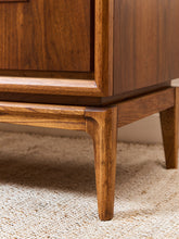 Load image into Gallery viewer, Restored Vintage Mid Century Modern Brown Double Door 6 Drawer Dresser
