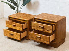 Load image into Gallery viewer, Vintage Oak BoHo Nightstands Pair