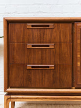 Load image into Gallery viewer, Restored Vintage Mid Century Modern Brown Double Door 6 Drawer Dresser