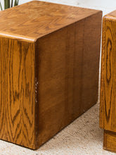 Load image into Gallery viewer, Vintage Oak BoHo Nightstands Pair