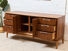 Load image into Gallery viewer, Restored Vintage Mid Century Modern Brown Double Door 6 Drawer Dresser