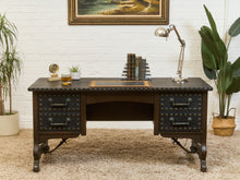 Load image into Gallery viewer, Spanish Revival Studded Leather and Wood Executive Desk