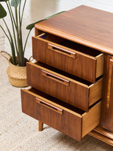 Load image into Gallery viewer, Restored Vintage Mid Century Modern Brown Double Door 6 Drawer Dresser