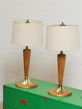 Load image into Gallery viewer, Danish Modern Oak Lamp Hourglass