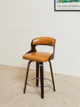 Load image into Gallery viewer, Curved Barstool in Caramel Brown Fabric