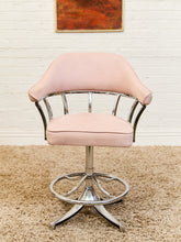 Load image into Gallery viewer, 1970’s Chrome Swivel Counter Stool in pink