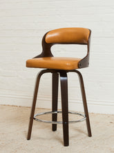 Load image into Gallery viewer, Curved Barstool in Caramel Brown Fabric