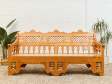 Load image into Gallery viewer, Beautiful Moroccan Unstained Hand Carved Wooden Sofa with Moucharabieh Paneling