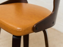 Load image into Gallery viewer, Curved Barstool in Caramel Brown Fabric