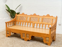 Load image into Gallery viewer, Beautiful Moroccan Unstained Hand Carved Wooden Sofa with Moucharabieh Paneling