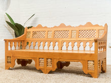 Load image into Gallery viewer, Beautiful Moroccan Unstained Hand Carved Wooden Sofa with Moucharabieh Paneling