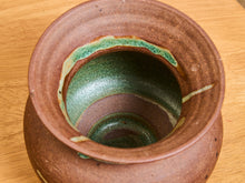Load image into Gallery viewer, Stoneware Studio Pottery Bulbous Vase with Celadon Detail Glaze