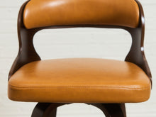 Load image into Gallery viewer, Curved Barstool in Caramel Brown Fabric