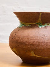 Load image into Gallery viewer, Stoneware Studio Pottery Bulbous Vase with Celadon Detail Glaze