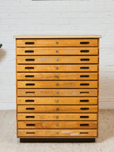 Load image into Gallery viewer, Vintage Distressed Industrial Wood Primitive School House Artist Flat Files Cabinet #3