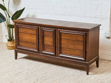 Load image into Gallery viewer, Nine Drawer, Mid-century Vintage Framed Walnut Dresser