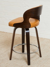Load image into Gallery viewer, Curved Barstool in Caramel Brown Fabric