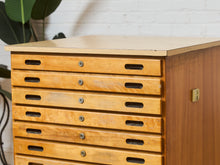 Load image into Gallery viewer, Vintage Distressed Industrial Wood Primitive School House Artist Flat Files Cabinet #3