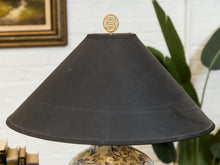 Load image into Gallery viewer, Blue and White Floral Ceramic Table Lamp with Charcoal Shade