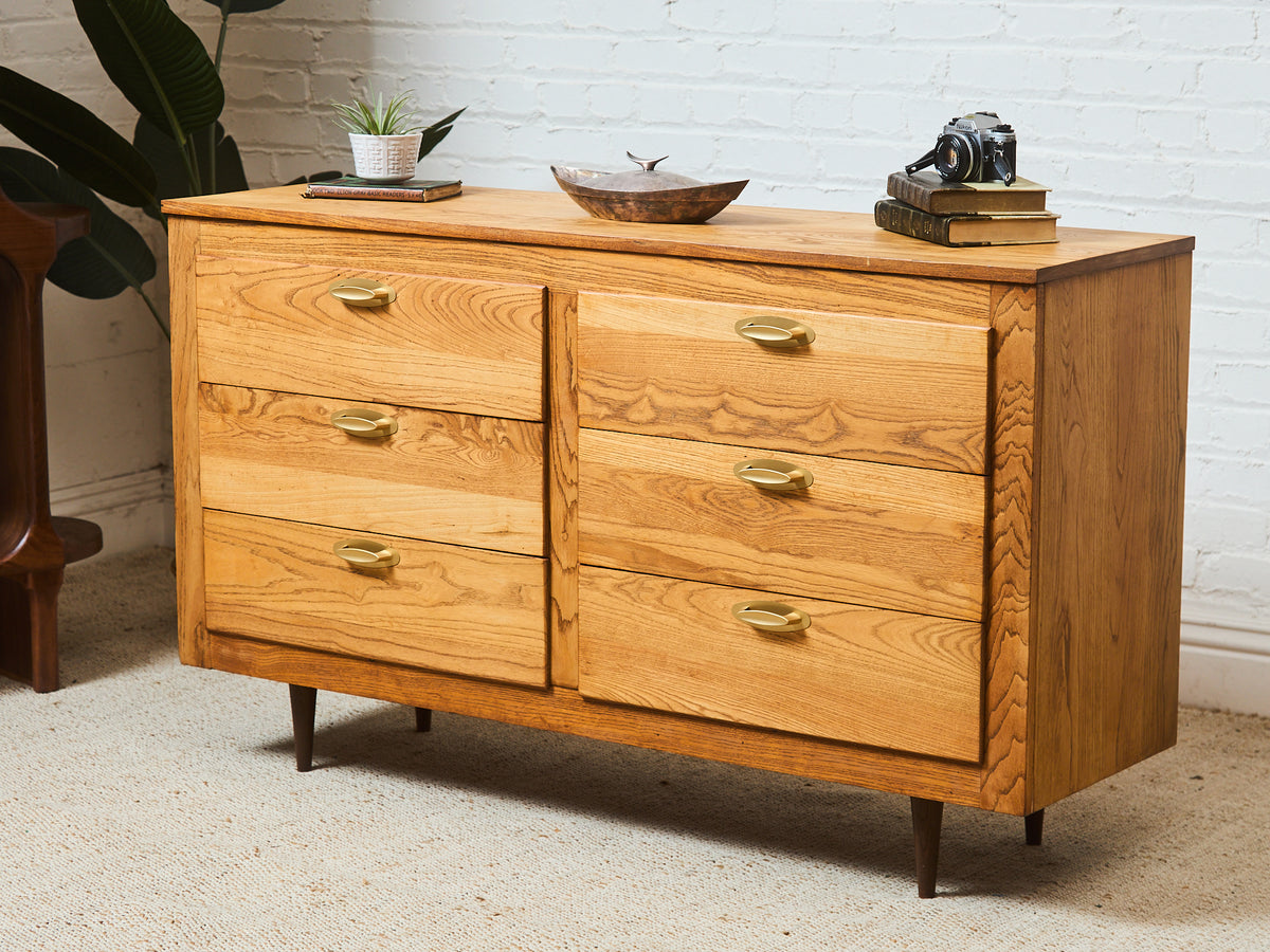 modern oak dresser 6 Drawer Oak Vintage Dresser – Sunbeam Vintage
