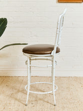 Load image into Gallery viewer, Pair of Chippendale Vintage Bamboo Counter Stools