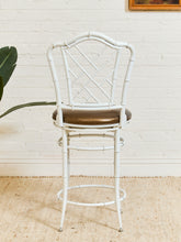 Load image into Gallery viewer, Pair of Chippendale Vintage Bamboo Counter Stools