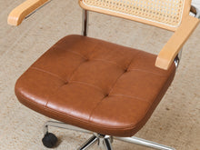 Load image into Gallery viewer, Blonde Rattan and Brown Seat Office Chair