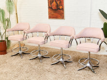 Load image into Gallery viewer, 1970’s Chrome Swivel Counter Stool in pink
