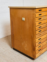 Load image into Gallery viewer, Vintage Distressed Industrial Wood Primitive School House Artist Flat Files Cabinet #3