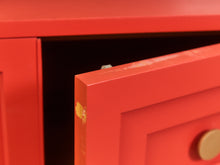 Load image into Gallery viewer, Vintage Mid Century Highboy Robot Dresser in Poppy Red Orange