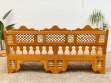 Load image into Gallery viewer, Beautiful Moroccan Unstained Hand Carved Wooden Sofa with Moucharabieh Paneling