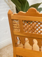 Load image into Gallery viewer, Beautiful Moroccan Unstained Hand Carved Wooden Sofa with Moucharabieh Paneling