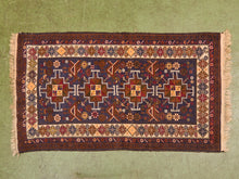 Load image into Gallery viewer, Hand-Knotted Tribal Baluchi Blue Vintage Area Rug Made of Wool