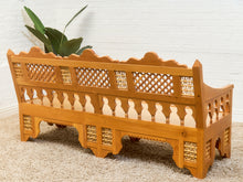Load image into Gallery viewer, Beautiful Moroccan Unstained Hand Carved Wooden Sofa with Moucharabieh Paneling