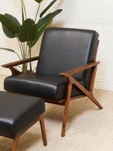 Load image into Gallery viewer, Black Leather Chair and Ottoman