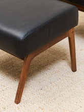 Load image into Gallery viewer, Black Leather Chair and Ottoman