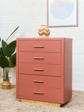 Load image into Gallery viewer, Corral Post Modern 5 drawer Highboy on a Plinth Base