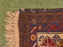 Load image into Gallery viewer, Hand-Knotted Tribal Baluchi Blue Vintage Area Rug Made of Wool