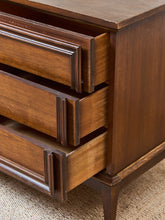 Load image into Gallery viewer, Nine Drawer, Mid-century Vintage Framed Walnut Dresser
