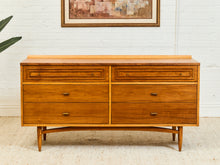Load image into Gallery viewer, 1960s Broyhill Sculptra Mid Century Walnut 6 Drawer Lowboy Dresser