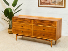 Load image into Gallery viewer, 1960s Broyhill Sculptra Mid Century Walnut 6 Drawer Lowboy Dresser