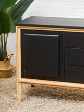 Load image into Gallery viewer, Black and Blonde Mid Century Dresser