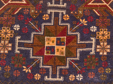 Load image into Gallery viewer, Hand-Knotted Tribal Baluchi Blue Vintage Area Rug Made of Wool