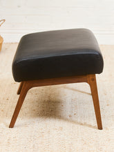 Load image into Gallery viewer, Black Leather Chair and Ottoman